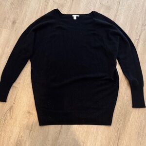 Halogen Black Cashmere Blend Crew Neck Sweater